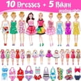 thumbnail image 2 of Cfowner 50 Pcs Doll Clothes Outfit for 11.5 Inch Doll, Doll Accessories Collection with 3 Princess Dresses+10 Dressest+6 Tops+6 Pants+5 Bikinis+5 Accessories+5 Bags+10 Shoes(Random Style), 2 of 7