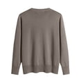 thumbnail image 3 of Sweaters for Women Solid Color Crewneck Long Sleeve Lightweight Basic Warm Winter Ladies Knitted Sweater Gray 2XL, 3 of 4