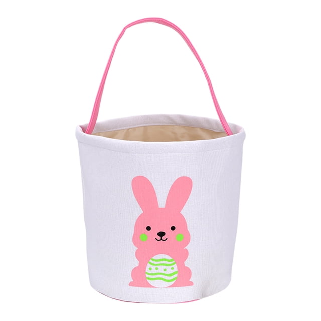 SLYNSHome Easter Bunny Basket Bags,Pink Rabbit Bucket Tote for Easter Egg Hunts Decorations Candy Gifts Storage