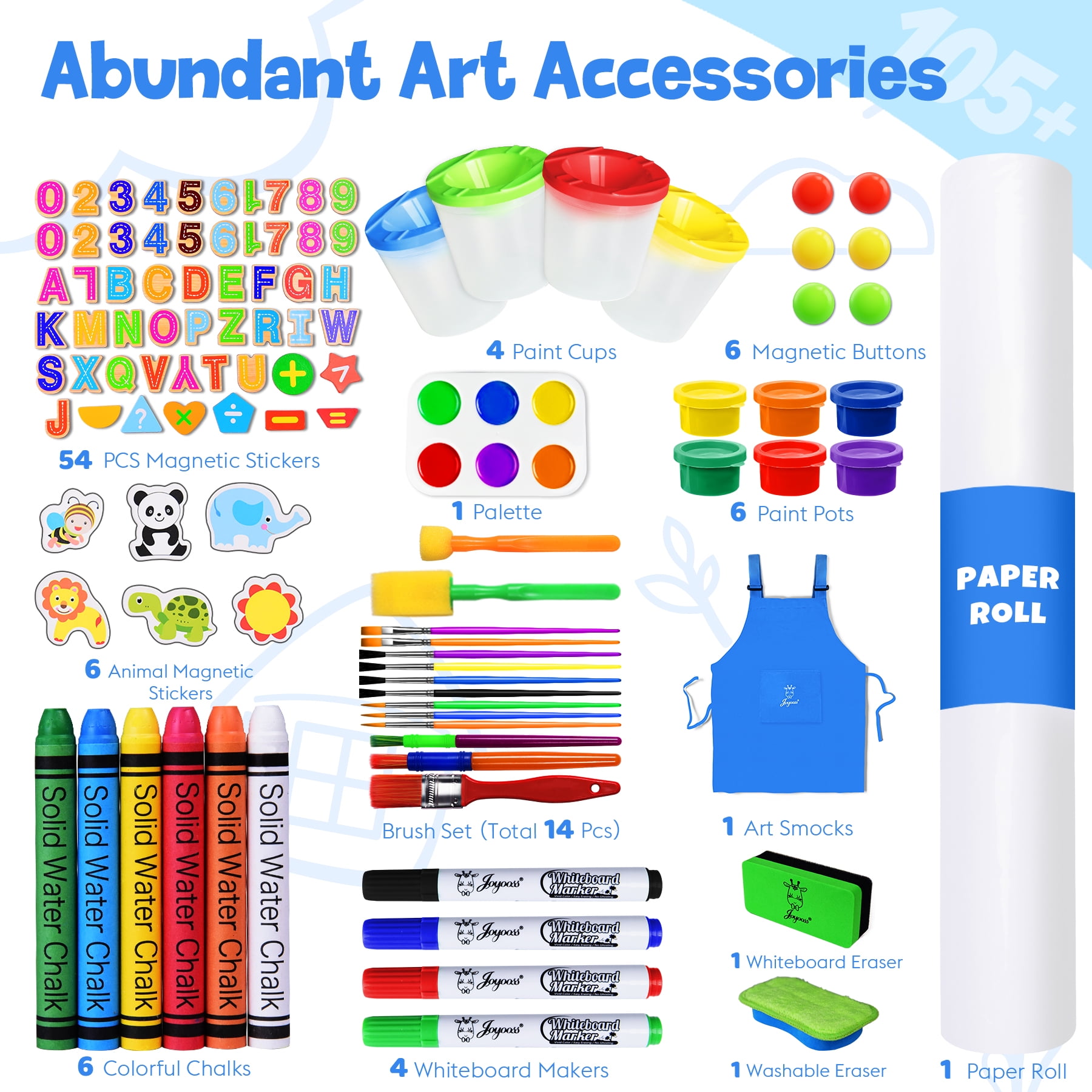 Joyooss Kids Art Easel Adjustable Wooden Double-Sided with Paper Roll Joyooss 122 BLUE