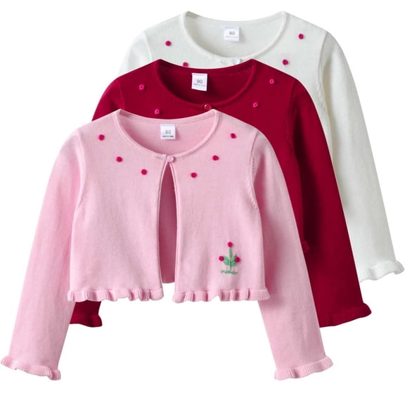 NAISIBABY Girls Shawl Cardigan Size 9, Single Button Casual Open Front Outerwear Short Knit Cotton Sweater Pink