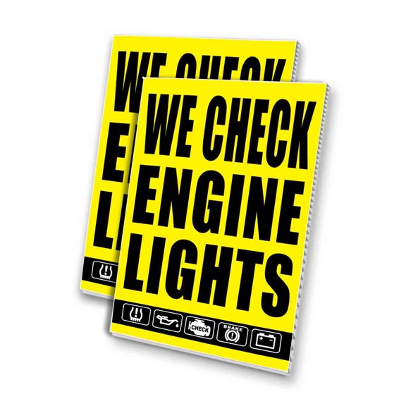 We Check Engine Lights (24" X 36") 4mm Corrugated Plastic Panel, Graphics Applied To 1 Side (Pk of 2)