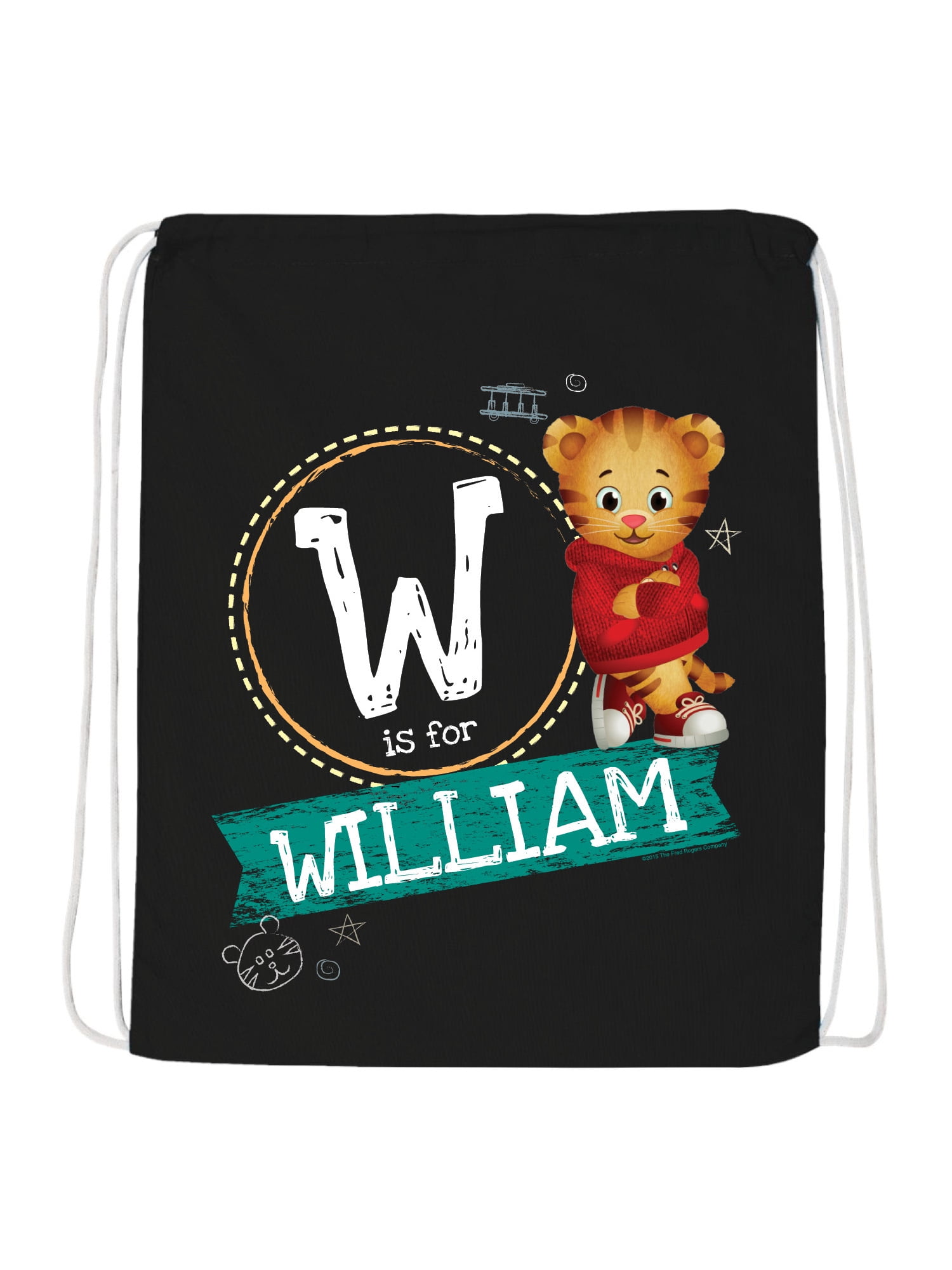 Personalized Daniel Tiger's Neighborhood Chalkboard Black Drawstring Bag by Generic