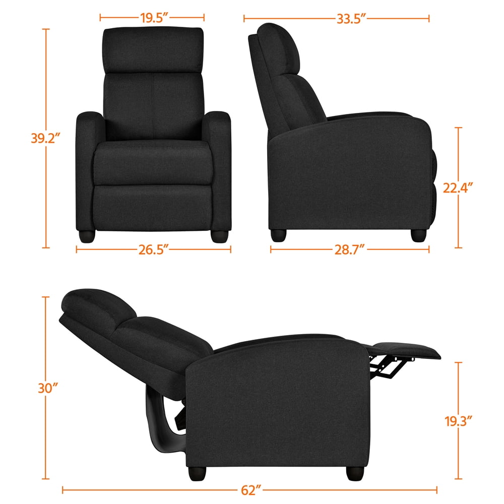 Easyfashion Fabric Push Back Theater Recliner Chair with Footrest