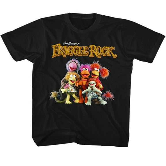 Fraggle Rock Group Shot Black Youth T-Shirt