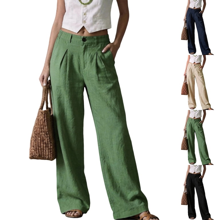 faweinjia Casual Dress Pants For Women High Waisted Pleated Wide Leg ...