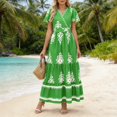 thumbnail image 5 of Aellinatey Women's Casual V-Neck Bohemian Maxi Dress, Flowy A-line Flared Sleeve Layered Floral Dress with Pockets, 5 of 9
