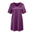 thumbnail image 5 of Frostluinai Satin Nightgowns for Women Silk Short Sleeve Nightshirt Silky T Shirt Night Gown V Neck Mini Sleepdress Loose Sleepwear S-XXL, 5 of 10
