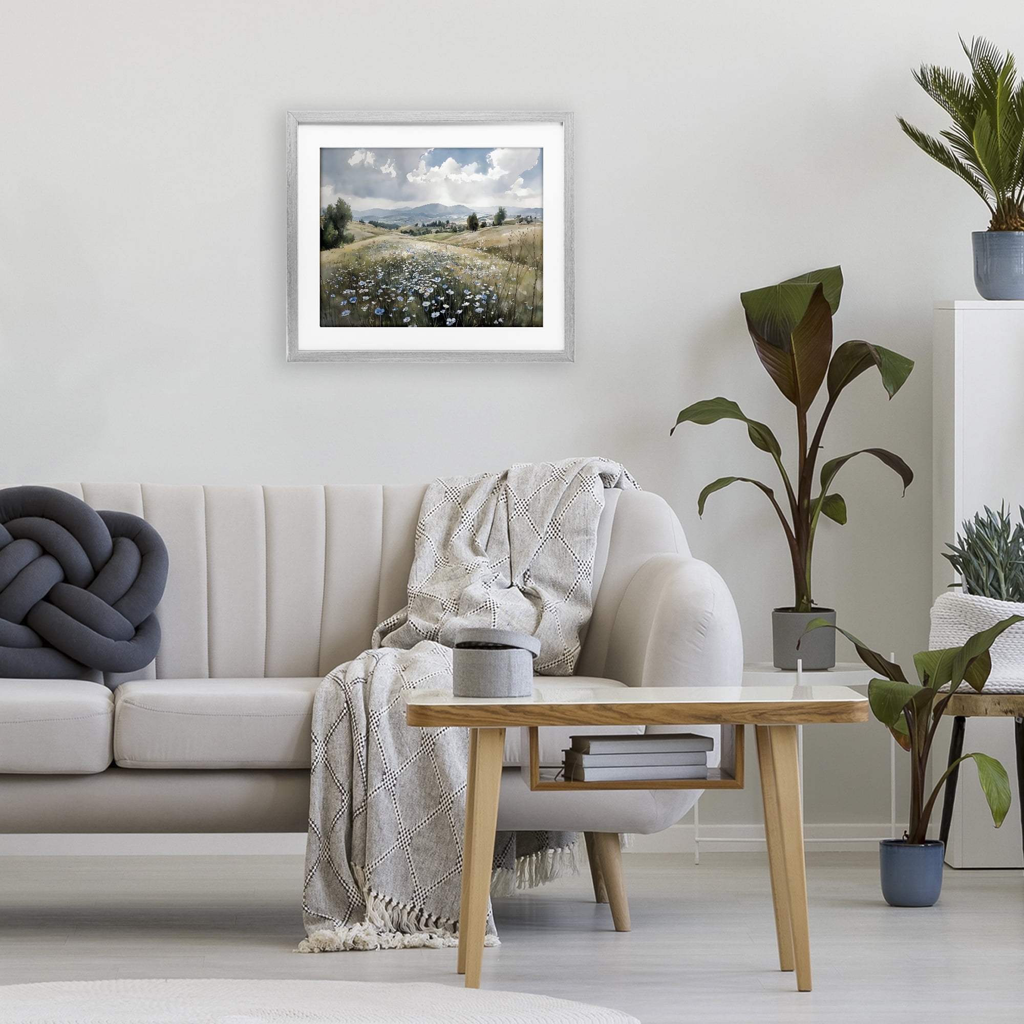 Stupell Industries Poppy Blues Across Meadow Gray Framed Print Under Glass, design by Franklyn Gregory