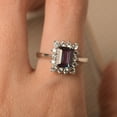 thumbnail image 4 of alexandrite engagement ring, color changing halo ring, sterling silver, June birthstone, 4 of 4