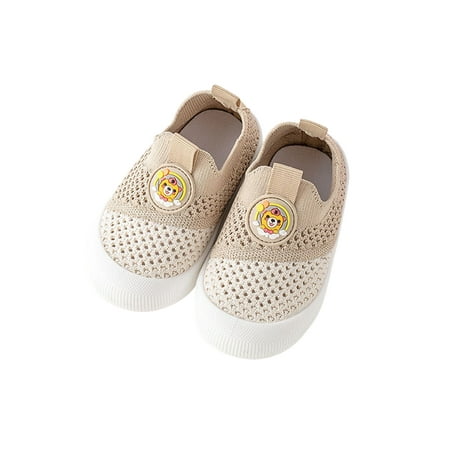 

Daeful Girls Boys Casual Shoes Mesh Sneakers First Walker Flats School Soft Sole Lightweight Slip On Walking Shoe Khaki 5.5C