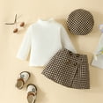 thumbnail image 2 of LAPAKIDS Baby Girls Clothes 2-3T Infant Girl Fall Winter Warm Outfits Long Sleeve Tops + Plaid Skirt + Hat 3Pcs Set, 2 of 7