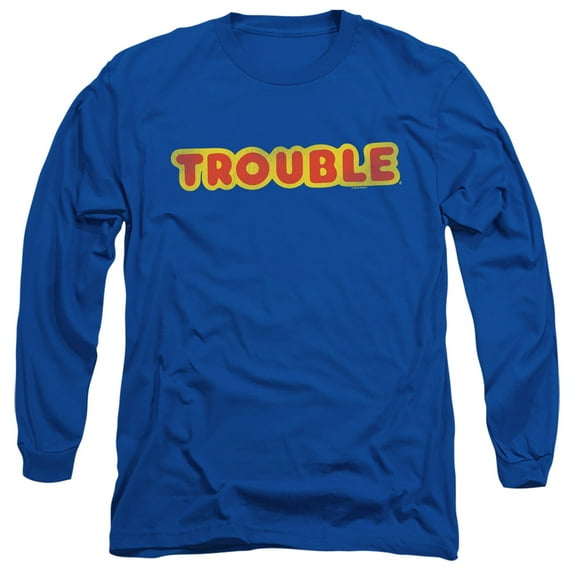 Trouble Logo Long Sleeve Adult 18/1 T-Shirt Royal Blue