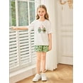 thumbnail image 5 of Oudiya Girls 3 Piece Pajama Set Short Sleeve Sleepwear Summer Cute Pjs Outfits with Hidden Pockets for Kids 4-13Y, 5 of 7
