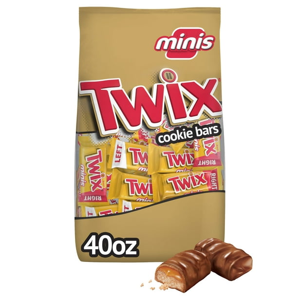 Twix Caramel Mini Chocolate Cookie Bars Candy, 40 oz Bag