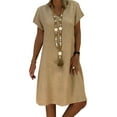 thumbnail image 4 of Plus Size Women Short Sleeve Loose Summer V Neck Midi Dress, 4 of 4