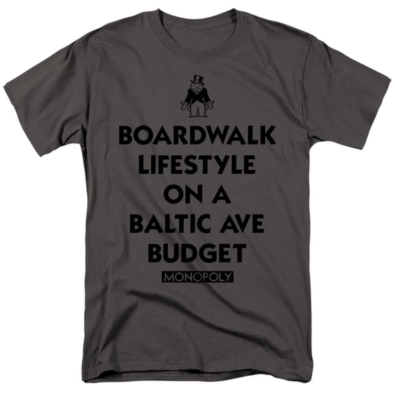 Monopoly Lifestyle Vs Budget S/S Adult 18/1 T-Shirt Charcoal