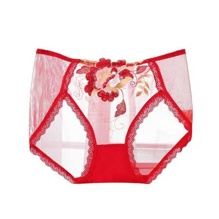 

Knosfe Low Waist See Through Briefs for Women Stretch Lace Panties Women Breathable Soft Underwear L