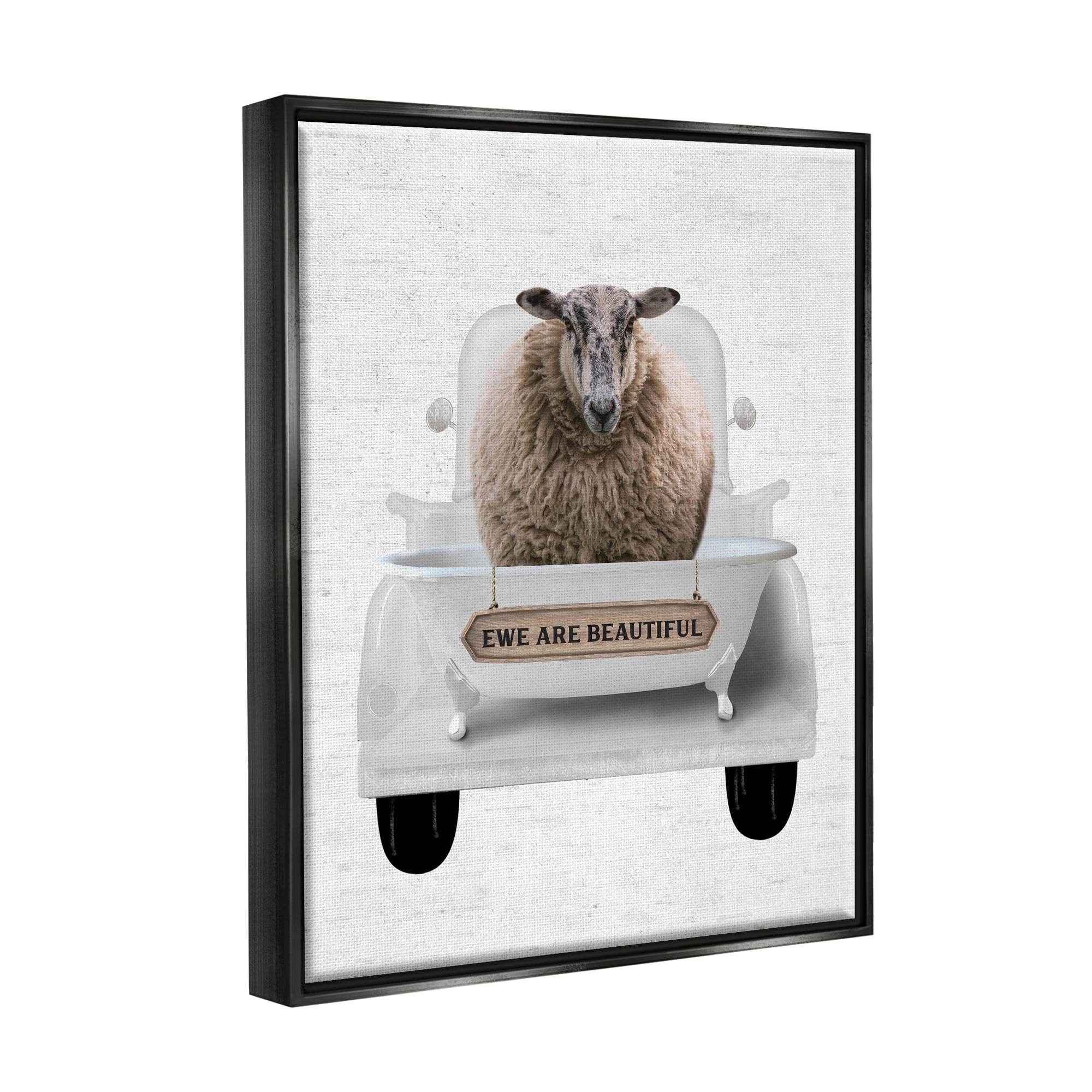 Stupell Industries Ewe Are Beautiful Phrase Animals & Insects Painting Black Floater Framed Art Print Wall Art, 17 x 21