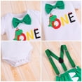 thumbnail image 6 of FYMNSI Baby Boy Dinosaur 1st First Birthday Party Cake Smash Outfit Cotton Short Sleeve Romper Y-Back Suspenders Shorts Pants 3pcs Set Photo Props Summer Clothes 12-18 Months Green, 6 of 7