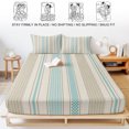 thumbnail image 5 of Twin Sze Fitted Sheet Set - Farmhouse Stripe 2 Piece Bedding Sets 16" Deep Pocket Fitted Sheet with 1 Pillowcase, Boho Country Vintage Teal Blue Striped Brushed Microfiber Hotel Luxury Bed Sheets, 5 of 9
