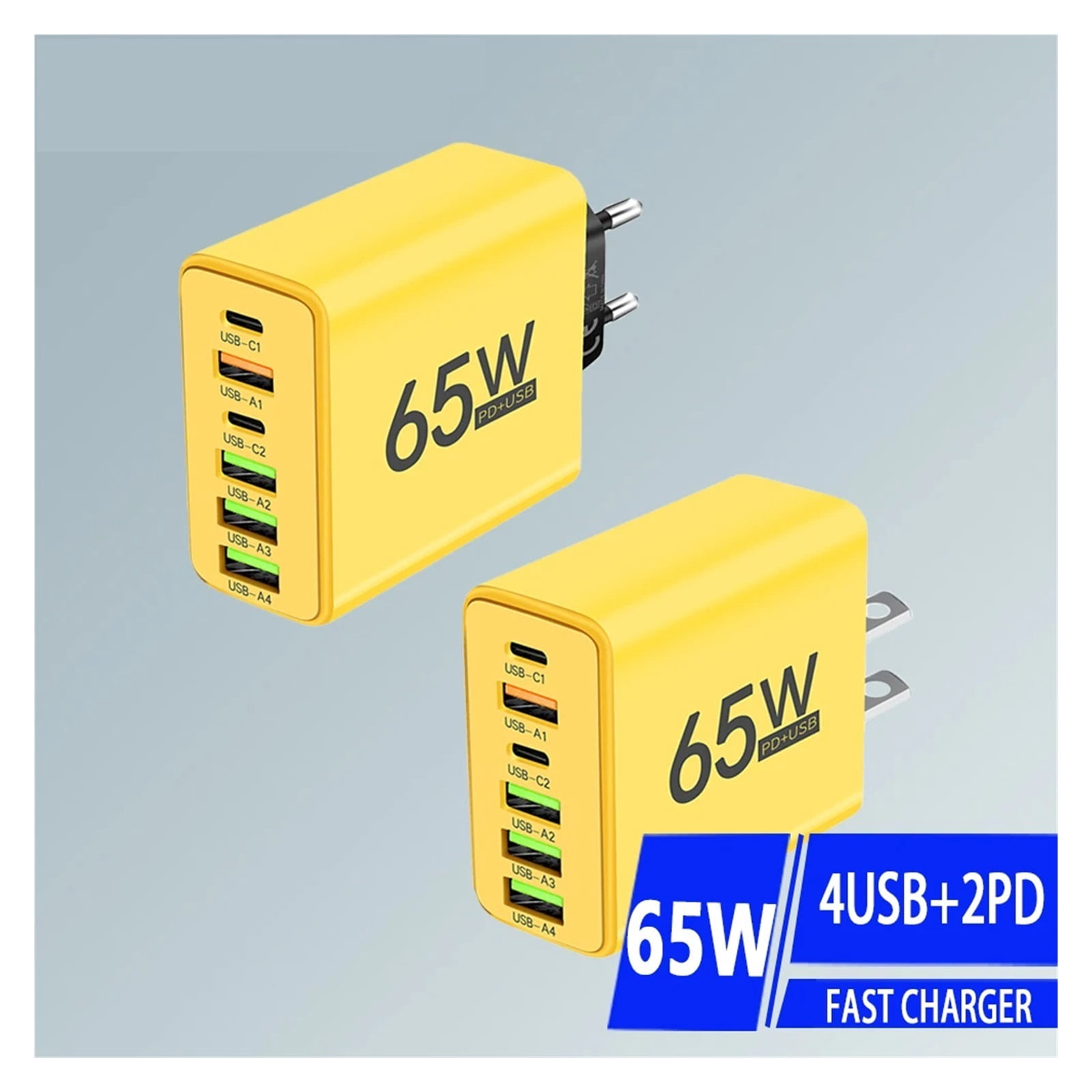 6 Ports USB Charger 65W Fast Charging Phone Charge Adapter Type C Quick Charger For USB PD Wall Charger