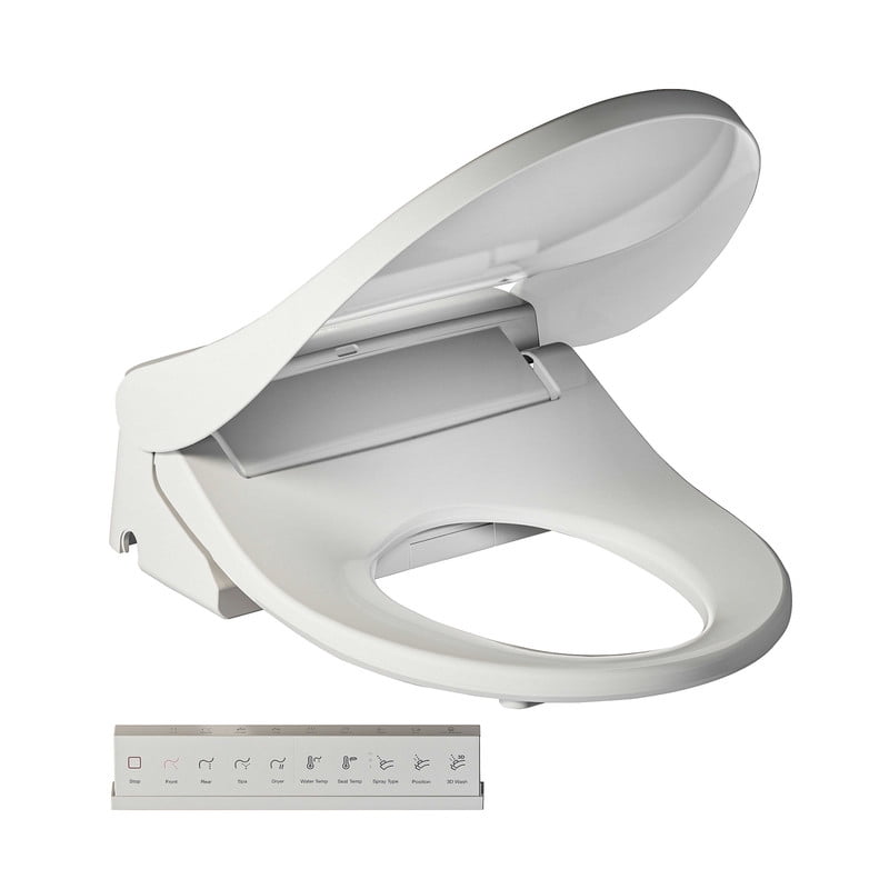 Kohler PureWash E875 Round Bidet Seat White K-30969-0 Heated Seat Warm Water Dryer Remote Auto Lid Nightlight Deodorizer Smart Toilet Seat Round Front Easy Install