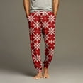 thumbnail image 3 of Wutalume Men's Christmas Printed Relaxed Cargo Pants, Elastic Waist with Drawstring, Multi-Pocket Casual Trousers for Christmas, Daily, and Work Wear,Red 3XL, 3 of 8