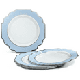 thumbnail image 3 of " OCCASIONS " 80 Plates Pack,(40 Guests) Heavyweight Premium Wedding Party Disposable Plastic Plates Set -40 x 10.5'' Dinner + 40 x 8'' Salad/Dessert (Imperial in White/Baby Blue & Silver), 3 of 7
