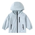 thumbnail image 3 of Gyexs Girls Waterproof Hooded Jacket Lightweight Raincoats for Kids Boys Windbreaker Outdoor Rain Jacket (Light Blue, 4-5 Years), 3 of 9