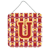 Letter U Football Cardinal and Gold Wall or Door Hanging Prints