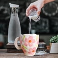 thumbnail image 4 of Taza de café de porcelana novedosa, taza para jugo, leche, agua, té, taza de la mañana, regalo Flores rosadas, 4 of 9