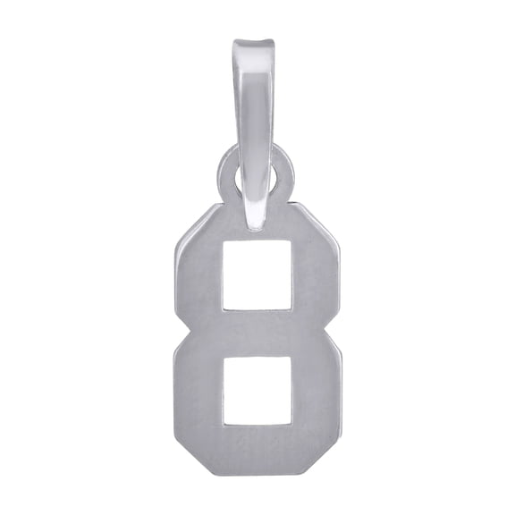 925 Sterling Silver Unisex Initial Number 8 Charm Pendant for Men Women