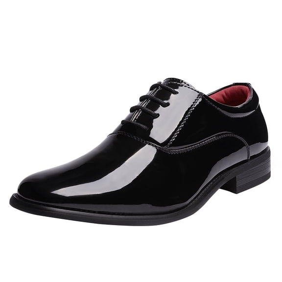 Bruno Marc Men's Faux Patent Leather Tuxedo Dress Shoes Classic Lace-up Formal Oxford BLACK size 9.5
