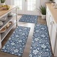 thumbnail image 2 of Blue Pioneer Flower and Paisley Pattern Kitchen Rugs Sets Of 3,Kitchen Runner Rugs Non Skid Washable,Decorative Kitchen Floor Mats for Kitchen,Sink,Laundry,17"x30"+ 17"x47" + 17"x59", 2 of 6