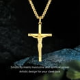thumbnail image 2 of FANCIME Gold Crucifix Cross Necklace Polished Cross Necklace Sterling Silver Fine Jewelry Gifts for Him Men, Strong Stainless Steel Box Chain Length 24 Inch, 2 of 4