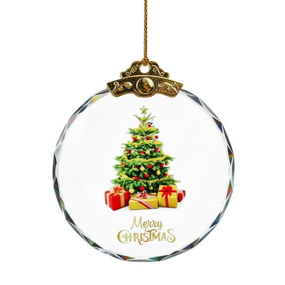 Mecorevxz Christmas Crystal Glass Christmas Tree Shaped Pendants Transparent Glass Christmas Tree Hanging Decor Christmas Decorations,Christmas Gifts(Gold)