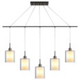 thumbnail image 2 of Woodbridge Lighting Alaina 5-Light Glass Linear Pendant in Chrome/Bronze/Opal, 2 of 5