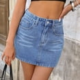 thumbnail image 4 of Ynynlocho Denim Skirt with Shorts Mini Skort Women Trendy High Waisted A-Line Summer Jean Skirts with Pockets, 4 of 7