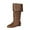 #067-Brown, variant on Women's Mid Calf Boots - Low Heel Flat Western Ankle Boots with Pleated Turn-Down Cuff, Casual Versatile Sweet & Edgy Style for Fall Winter Trendy Outfits