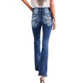 thumbnail image 5 of PuLe pants for women Women Mid Waisted Bootcut Jeans Zip Stretchy Slim Casual Double Button Flare Denim Pains with Distressed Pocket, 5 of 9