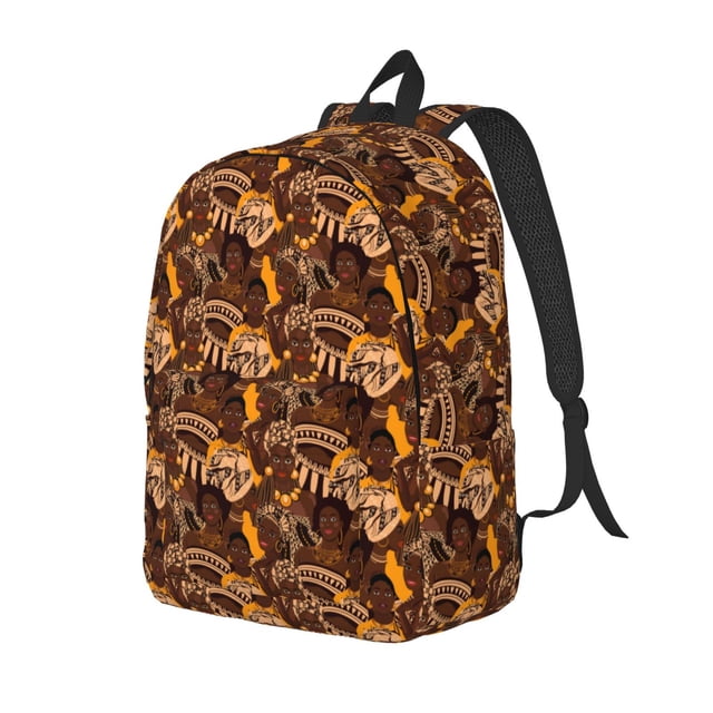 Disketp Beautiful Ethnic African Women print Canvas Backpack Lightweight Travel Daypack Student Rucksack Laptop Backpack-Medium