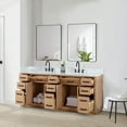 thumbnail image 2 of Gavino 84" Double Bathroom Vanity in Light Brown with Grain White Composite Stone Countertop with Mirror, 2 of 12