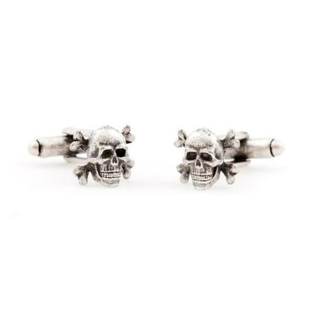 Cuff Daddy Silvertone Skull and Crossbones Cuff Links