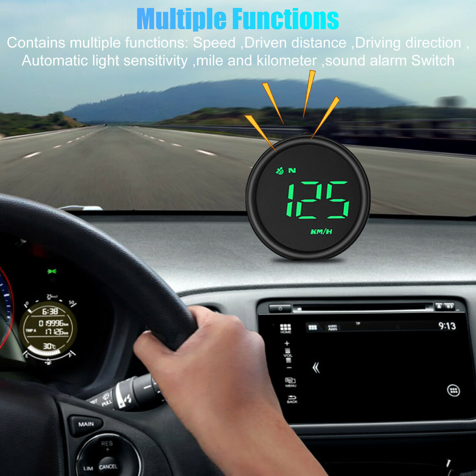 Digital GPS Speedometer Universal Car HUD Headup Display Overspeed