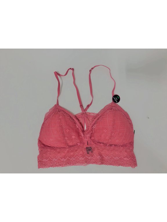 Women's Make A Scene Keyhole Lace Bralette, Rose Large - NEW