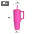 thumbnail image 2 of Elemental Commuter 40 oz Tumbler with Handle and Straw Lid | Travel Coffee Mug Spill Resistant | Insulated Cup Stainless Steel Tumblers for Water, Smoothies, Milkshake and More | Hot Pink, 2 of 7