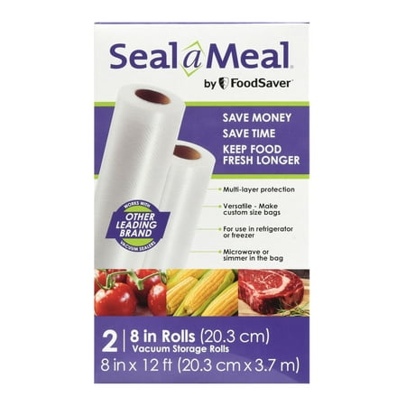 Seal-a-Meal 8" x 12' Vacuum Seal Rolls for Seal-a-Meal and FoodSaver Vacuum Sealers, 2 Pack