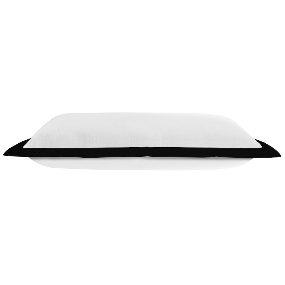LR Home Ox Bay Hand-Woven White/Black Bordered All-Natural Cotton Pillow Cover