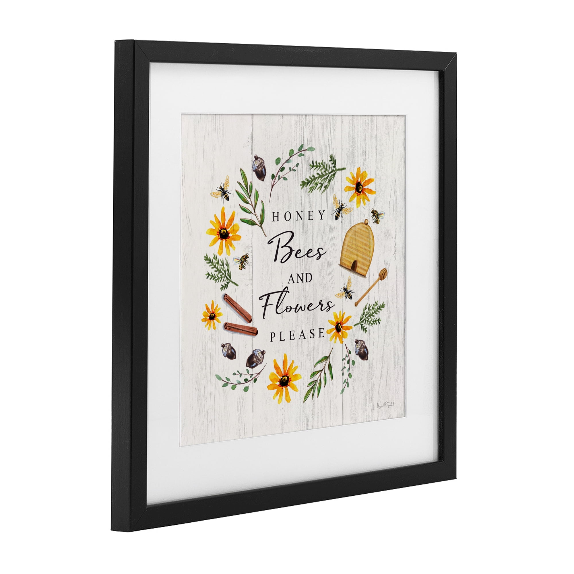 Stupell Industries Country Cottage Wreath & Quote Black Framed Print Under Glass, design by Elizabeth Tyndall
